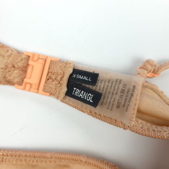 NEW Triangl Mica Crochet Bikini Crop Top Peach Brown Minimal Clean Girl Boho - Picture 2 of 6